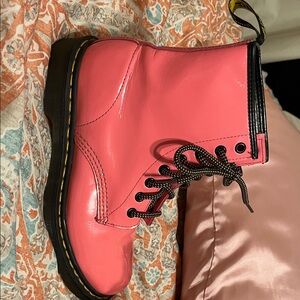 Dr. Martens Pink Patent 1460 Leather Combat Boots